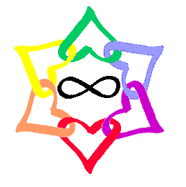 [Imagine, if you will, six hearts in the colors of the rainbow, 
interlinked in a circle, with an infinity symbol at the center . . . ]