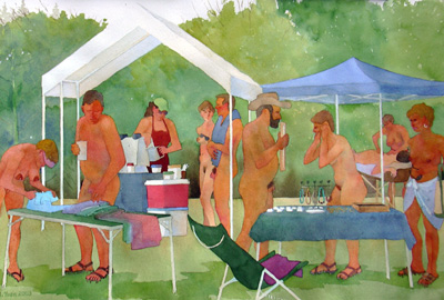 outdoor vendors at naturist event